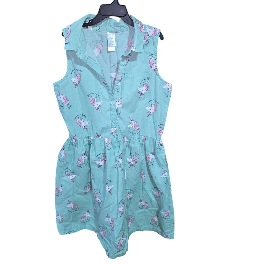 Carter's Kid Cotton Unicorn Dress Totally Magical Size 14